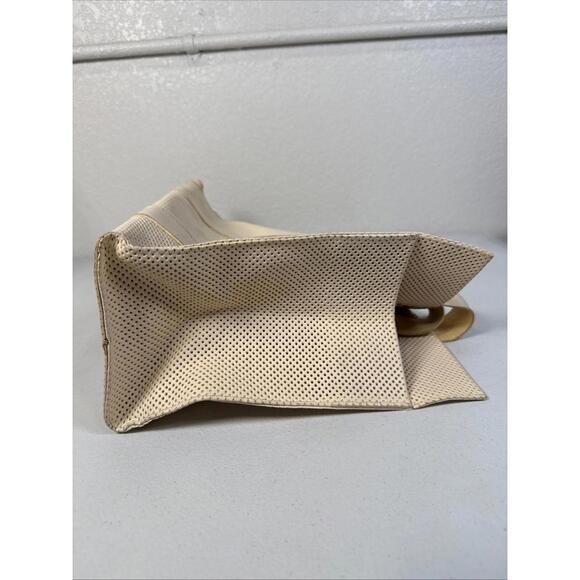 Clare V. Noemie Beige Perforated Handbag Tote with Stain - Picture 8 of 12